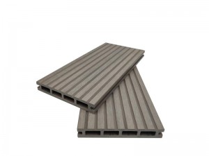 Tradycyjny taras wpc pusty 4 kwadratowe otwory 144x21mm Duo jasnoszary łatwy w montażu cena fabryczna